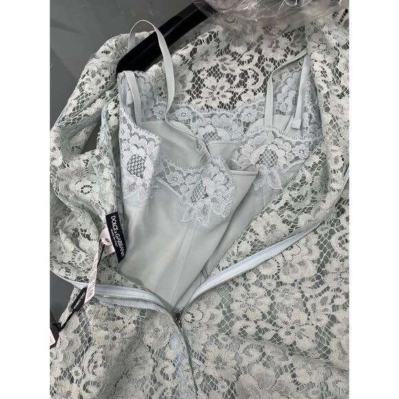 NWT DOLCE & GABBANA Mint Corded Lace Sleeveless Mini Dress 40 S - Picture 9 of 10